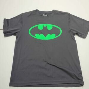 Batman Boys Graphic T-Shirt Gray Green Crew Neck Pullover L 10-12